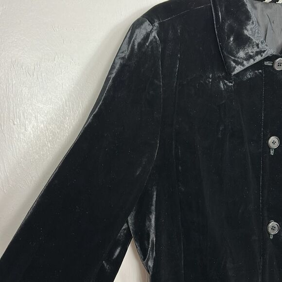 Henri Bendel Vintage Black Velvet Button-Up Jacket With Pockets Size 14 - Picture 3 of 15